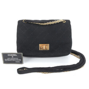 Chanel 2-Way Chain Shoulder Bag, Black, with Guarantee Card, 2.55 oz.